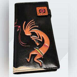 2/$30 Kokopelli Black Leather Wallet